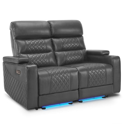 MCombo Power Reclining Loveseat Sofa with Adjustable Headrests, Home Theater Seating with Armrest Storage, Faux Leather HTS470