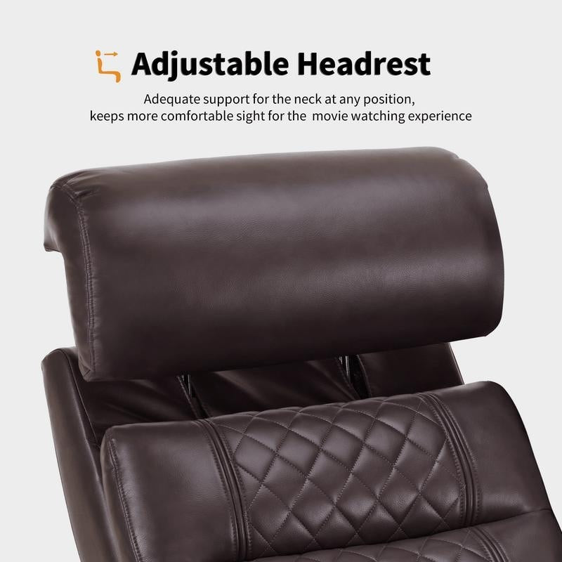 MCombo Power Reclining Loveseat Sofa with Adjustable Headrests, Home Theater Seating with Armrest Storage, Faux Leather HTS470
