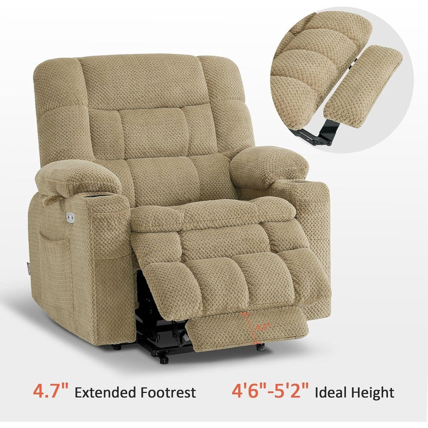 MCombo Dual Motor Power Lift Recliner Chair with Massage and Heat, Infinite Position, Fabric R7894 (Small-Wide)