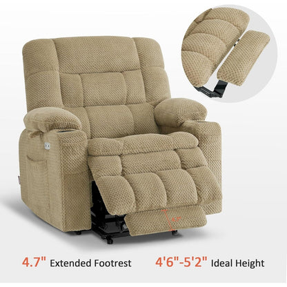 MCombo Dual Motor Power Lift Recliner Chair with Massage and Heat, Infinite Position, Fabric R7894 (Small-Wide)