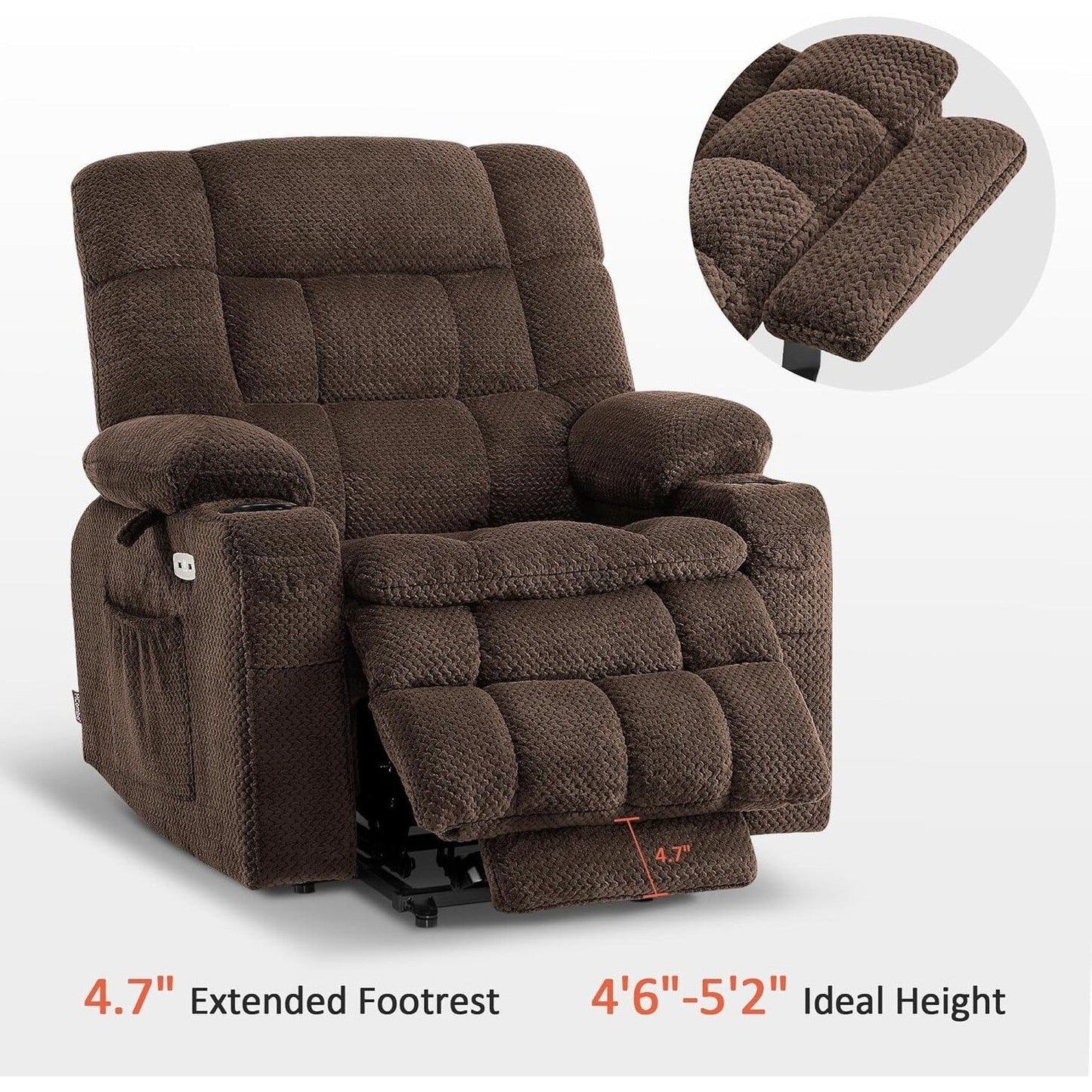MCombo Dual Motor Power Lift Recliner Chair with Massage and Heat, Infinite Position, Fabric R7894 (Small-Wide)