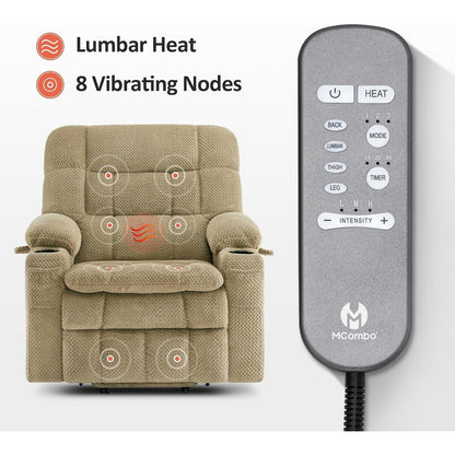 MCombo Dual Motor Power Lift Recliner Chair with Massage and Heat, Infinite Position, Fabric R7894 (Small-Wide)