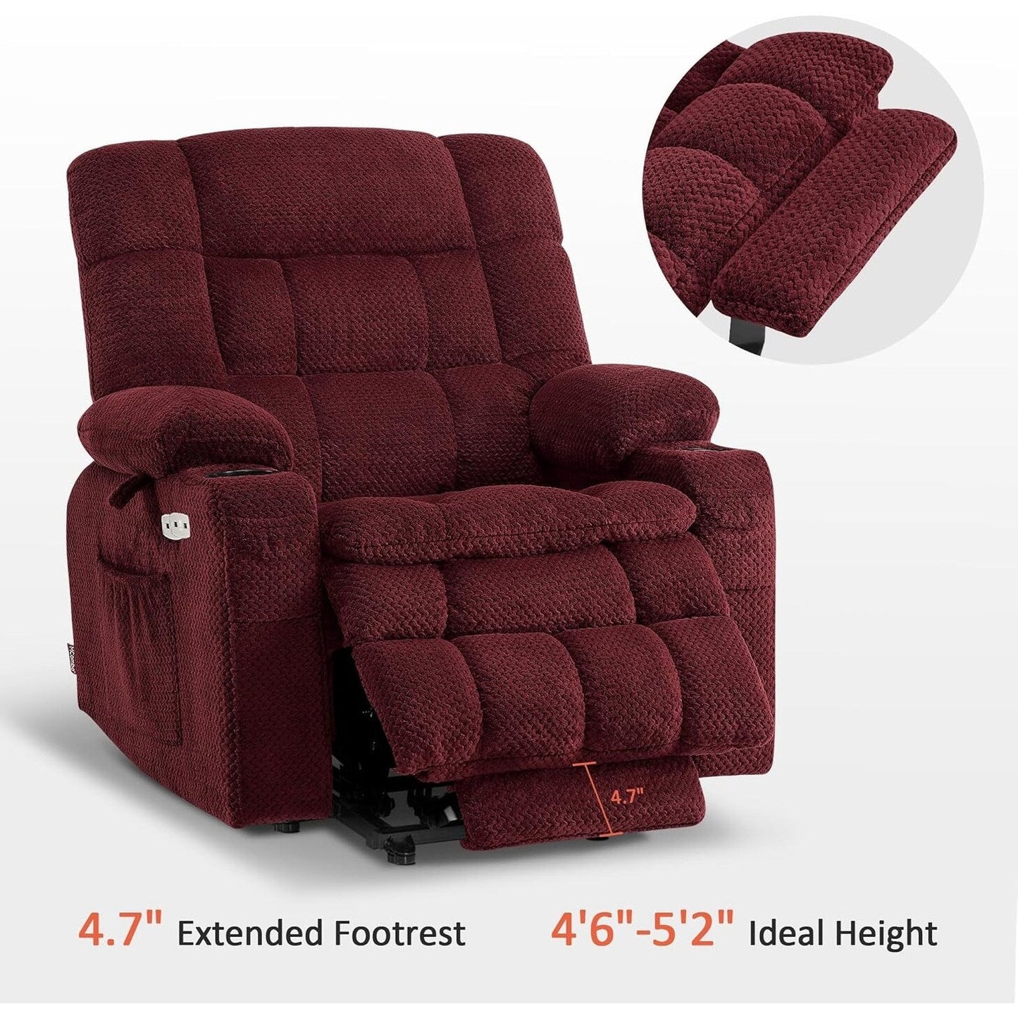 MCombo Dual Motor Power Lift Recliner Chair with Massage and Heat, Infinite Position, Fabric R7894 (Small-Wide)