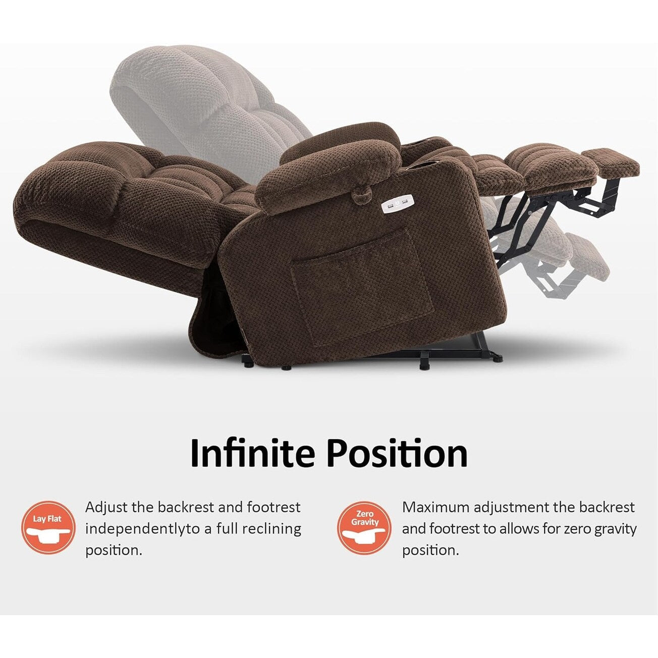 MCombo Dual Motor Power Lift Recliner Chair with Massage and Heat, Infinite Position, Fabric R7894 (Small-Wide)