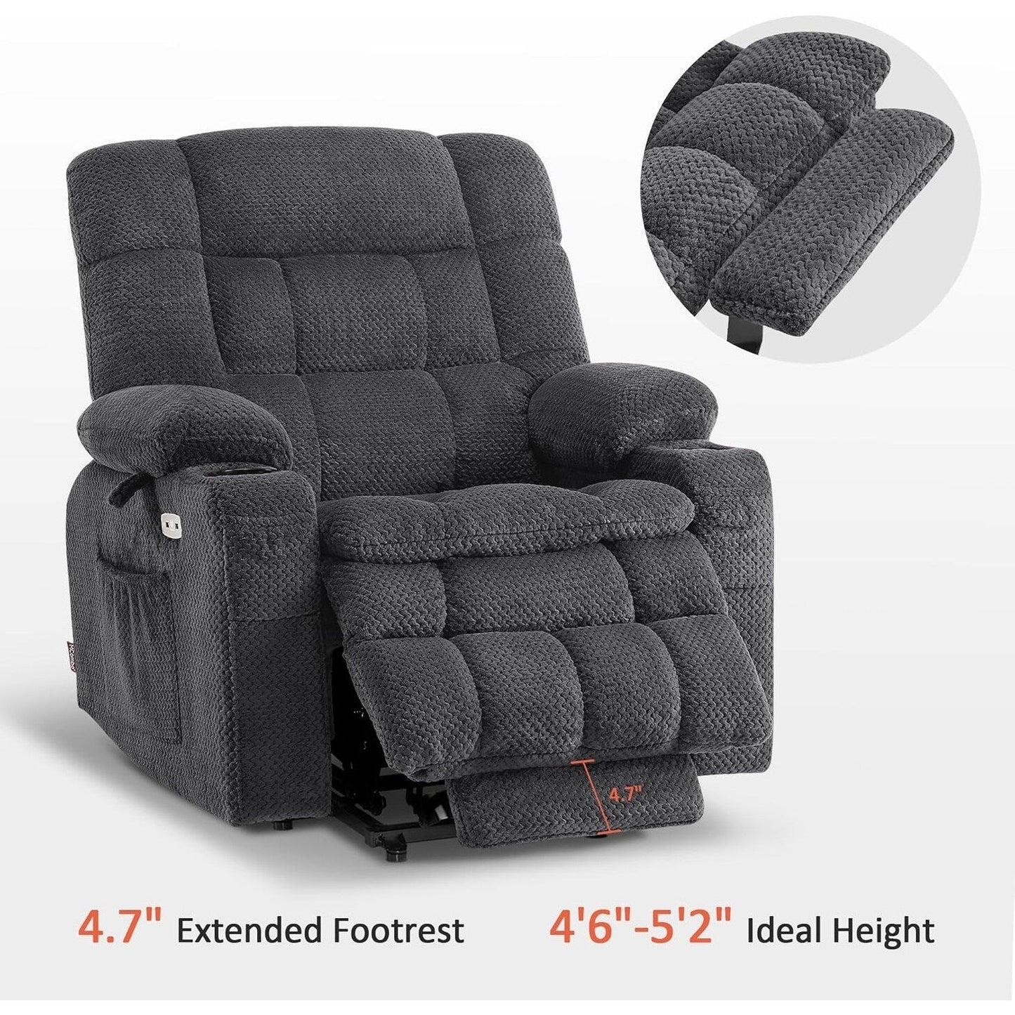 MCombo Dual Motor Power Lift Recliner Chair with Massage and Heat, Infinite Position, Fabric R7894 (Small-Wide)
