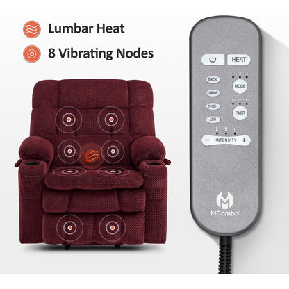 MCombo Dual Motor Power Lift Recliner Chair with Massage and Heat, Infinite Position, Fabric R7894 (Small-Wide)