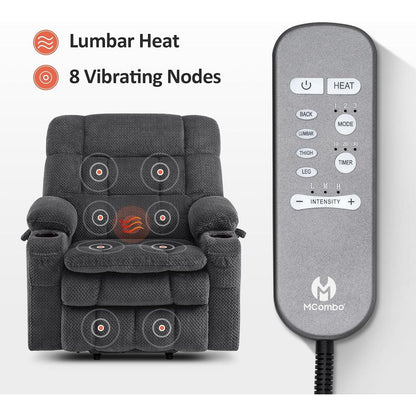 MCombo Dual Motor Power Lift Recliner Chair with Massage and Heat, Infinite Position, Fabric R7894 (Small-Wide)