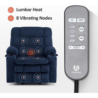 MCombo Dual Motor Power Lift Recliner Chair with Massage and Heat, Infinite Position, Fabric R7894 (Small-Wide)