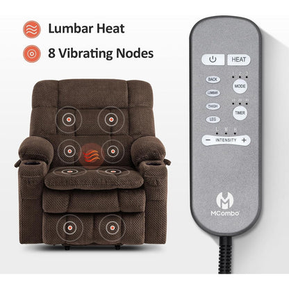 MCombo Dual Motor Power Lift Recliner Chair with Massage and Heat, Infinite Position, Fabric R7894 (Small-Wide)