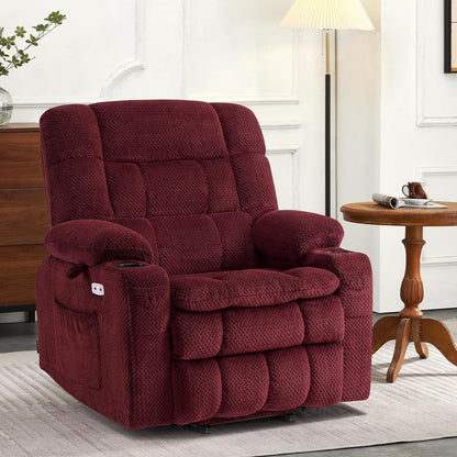 MCombo Dual Motor Power Lift Recliner Chair with Massage and Heat, Infinite Position, Fabric R7894 (Small-Wide)