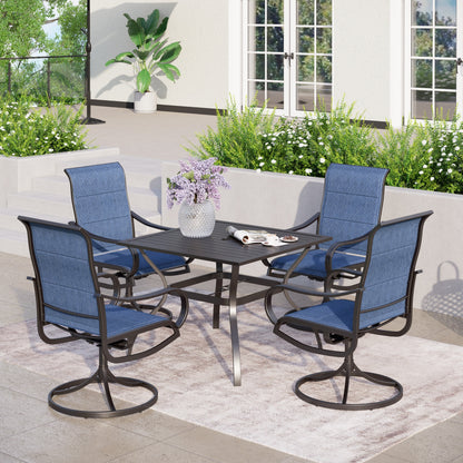 MAISON ARTS 5-piece Patio Dining Set with Swivel Textile Chairs
