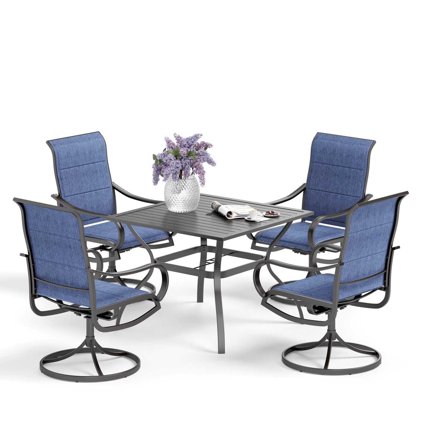 MAISON ARTS 5-piece Patio Dining Set with Swivel Textile Chairs