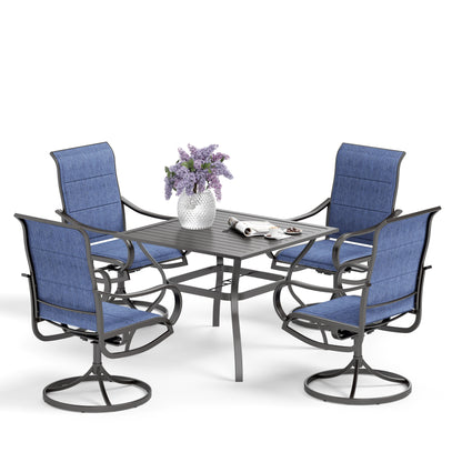 MAISON ARTS 5-piece Patio Dining Set with Swivel Textile Chairs