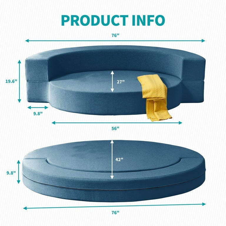 Mixoy Folding Sofa Bed,Futon Sleeper Chair Couch,Fold Down Couch - 76in*42in*9.8in