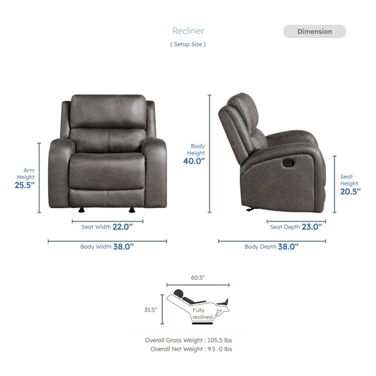 Mabel Polished Microfiber Rocker Reclining Chair