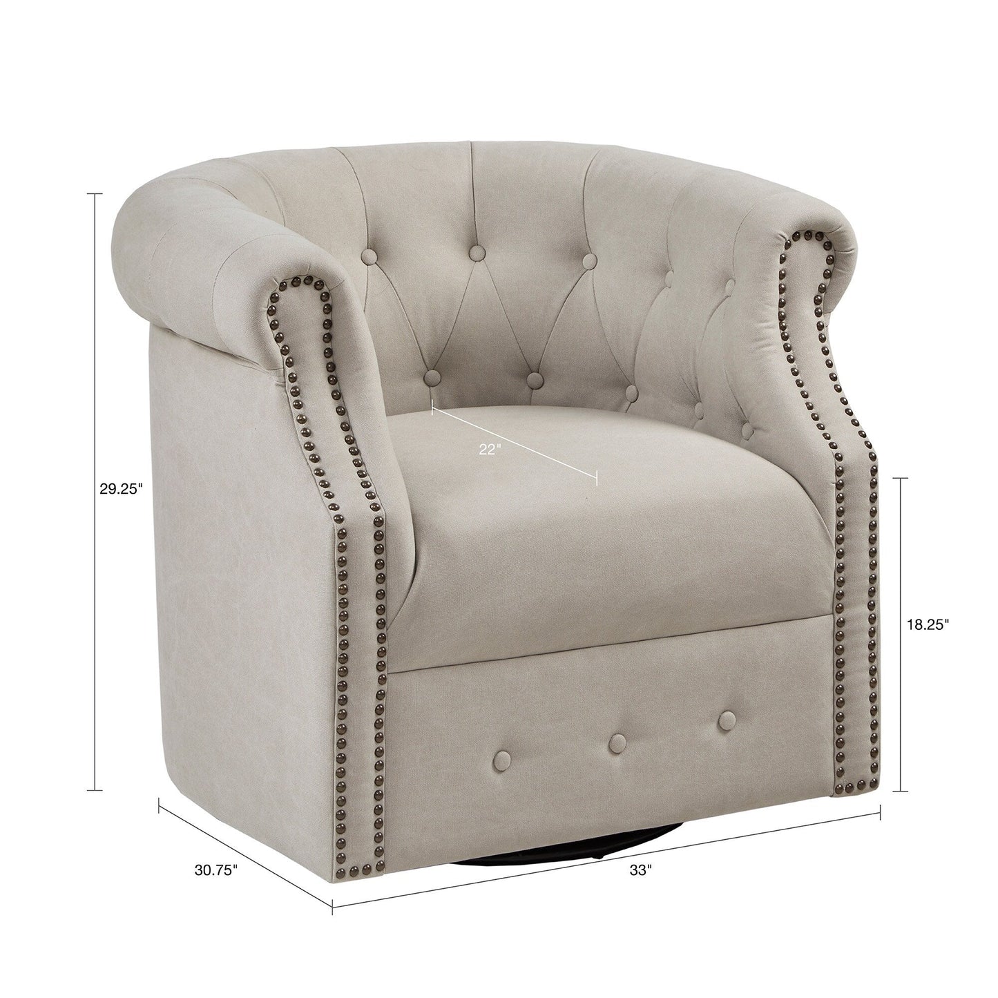 Madison Park Admiral Beige 360 degree Swivel Chair