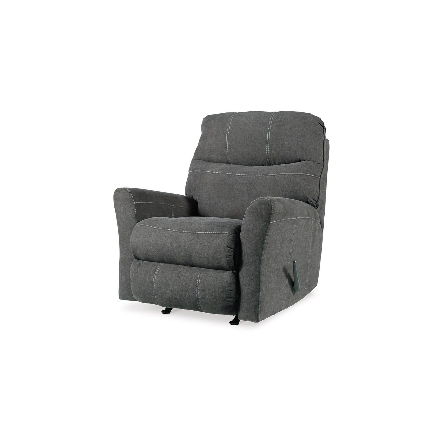 Maine Manual Rocker Recliner Chair, Charcoal Gray Polyester Nylon