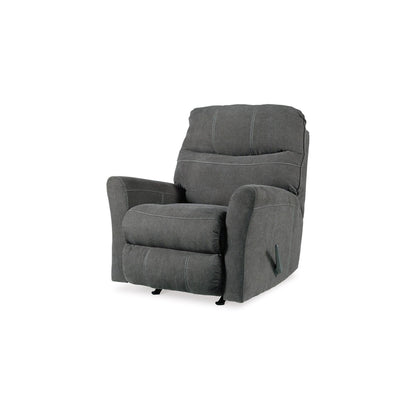 Maine Manual Rocker Recliner Chair, Charcoal Gray Polyester Nylon