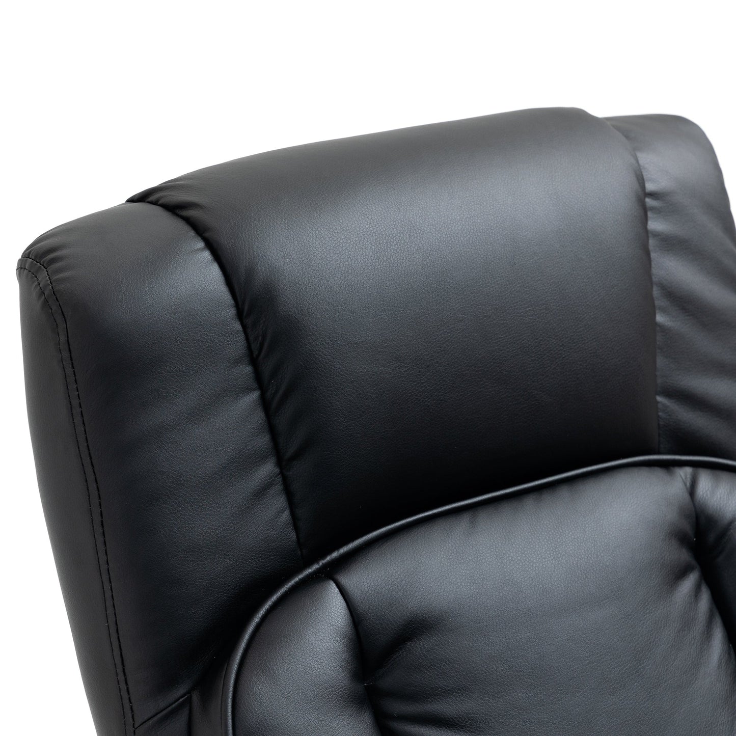 Manual PU Leather Recliner with Swivel Base and Ottoman, Adjustable Backrest & Padded Comfort for Home or Office