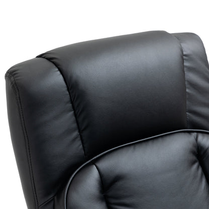 Manual PU Leather Recliner with Swivel Base and Ottoman, Adjustable Backrest & Padded Comfort for Home or Office
