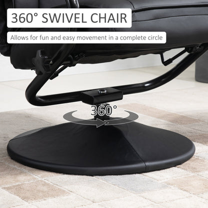 Manual PU Leather Recliner with Swivel Base and Ottoman, Adjustable Backrest & Padded Comfort for Home or Office
