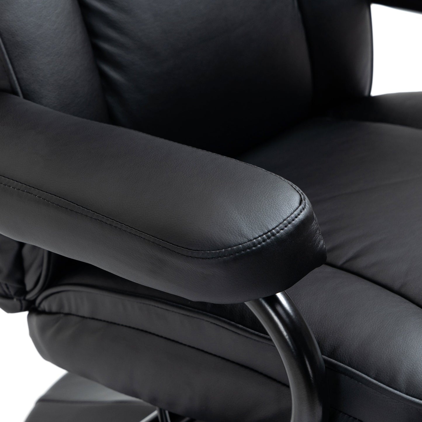 Manual PU Leather Recliner with Swivel Base and Ottoman, Adjustable Backrest & Padded Comfort for Home or Office