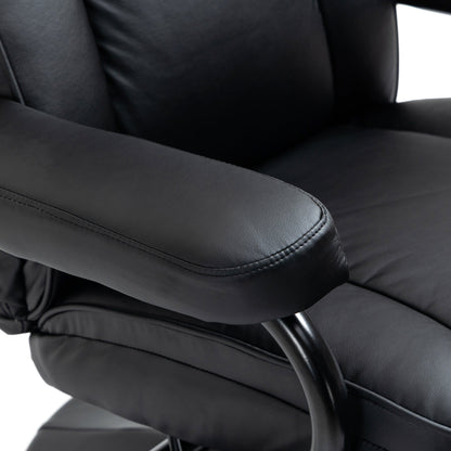 Manual PU Leather Recliner with Swivel Base and Ottoman, Adjustable Backrest & Padded Comfort for Home or Office