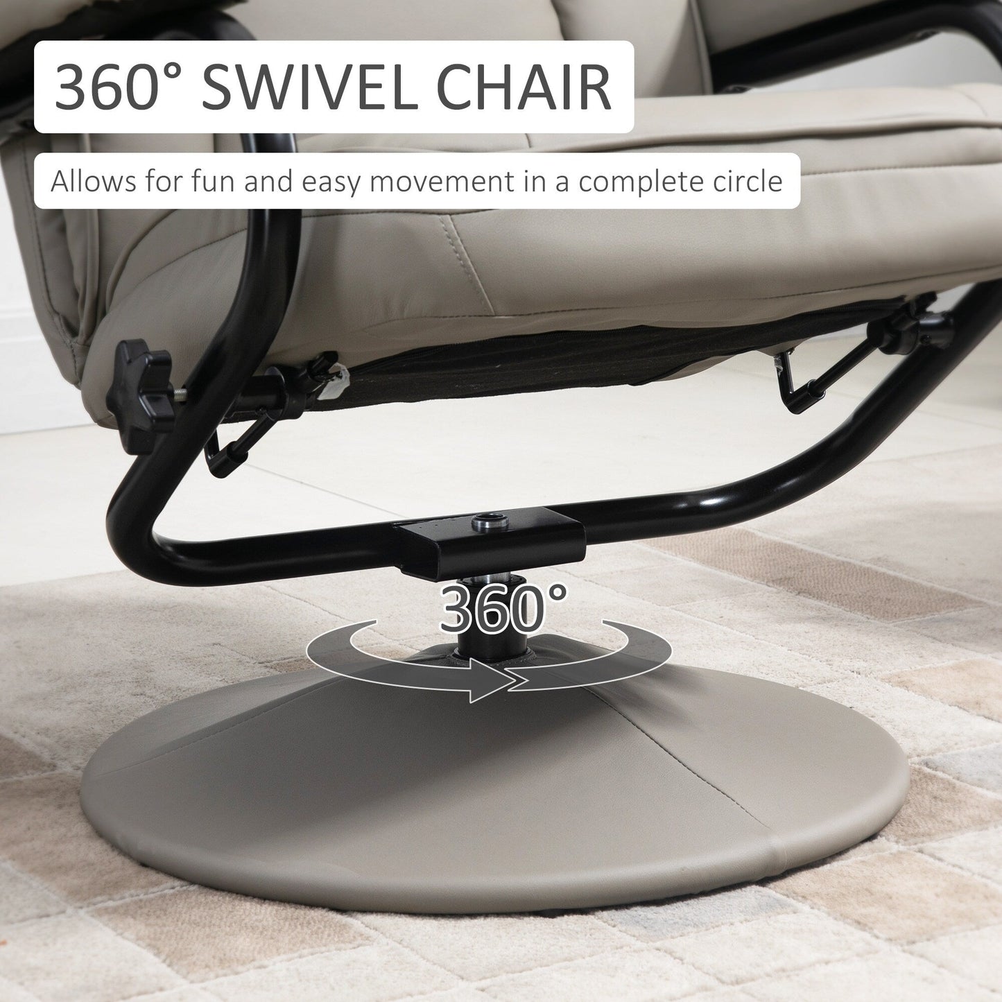 Manual PU Leather Swivel Recliner Chair Adjustable Accent Chair TV Chair Reading Recliner with Ottoman