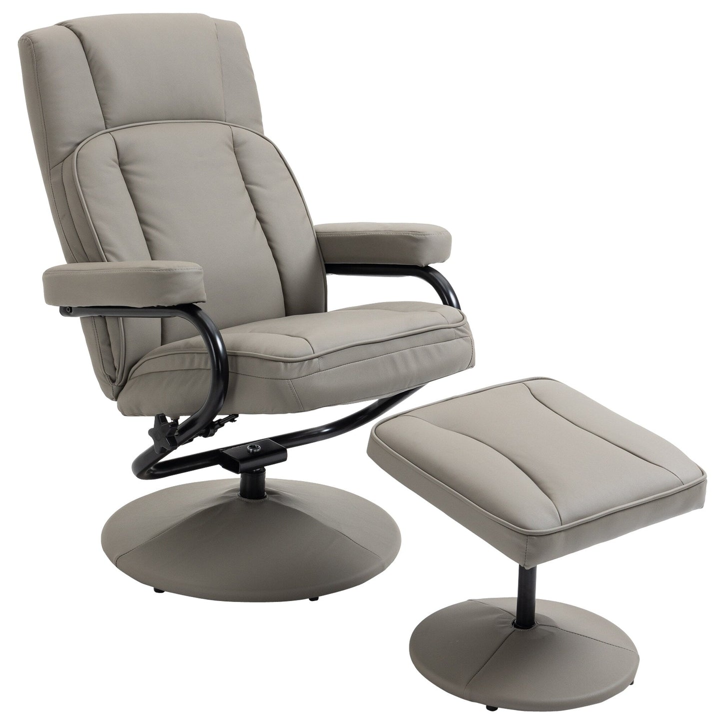 Manual PU Leather Swivel Recliner Chair Adjustable Accent Chair TV Chair Reading Recliner with Ottoman