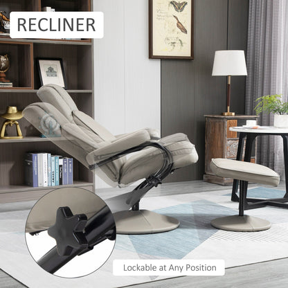 Manual PU Leather Swivel Recliner Chair Adjustable Accent Chair TV Chair Reading Recliner with Ottoman
