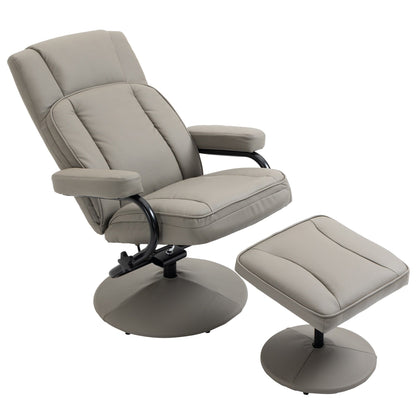 Manual PU Leather Swivel Recliner Chair Adjustable Accent Chair TV Chair Reading Recliner with Ottoman