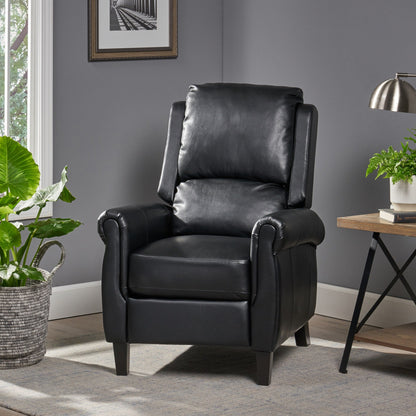 Manual PU Tufted Recliner Chair with Wooden Frame