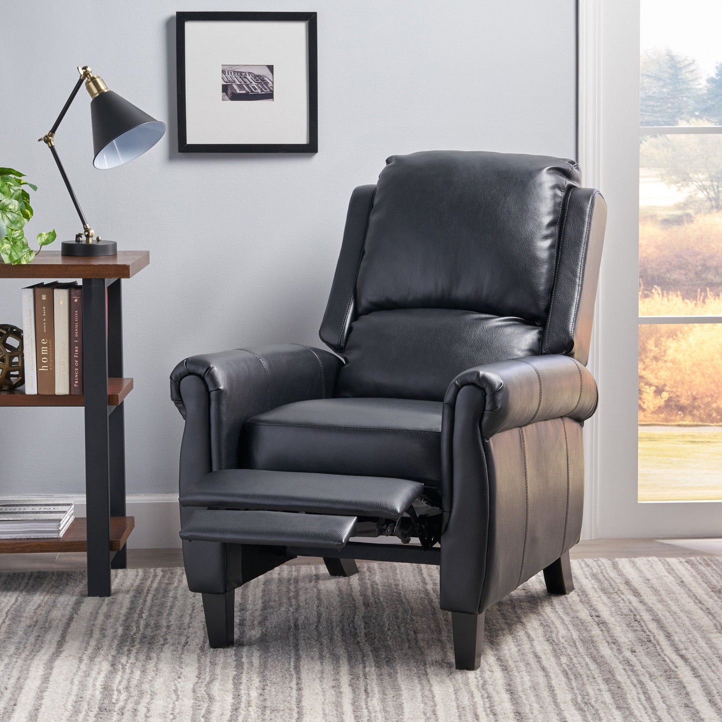 Manual PU Tufted Recliner Chair with Wooden Frame