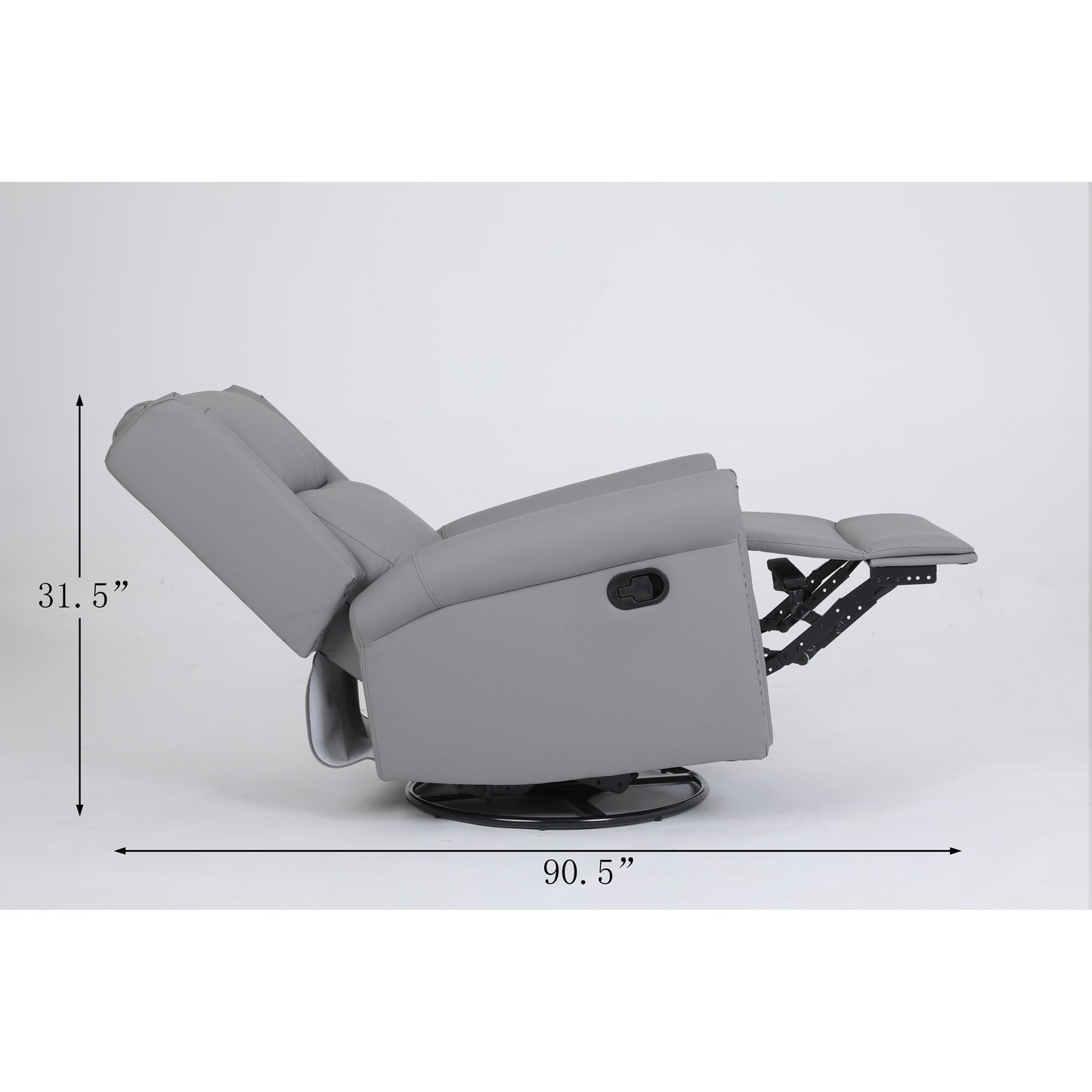 Manual Recliner Chair Fabric Swivel Armchair High Back Lounge Seating with Footrest, Adjustable Backrest and Nailhead Trim