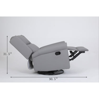 Manual Recliner Chair Fabric Swivel Armchair High Back Lounge Seating with Footrest, Adjustable Backrest and Nailhead Trim