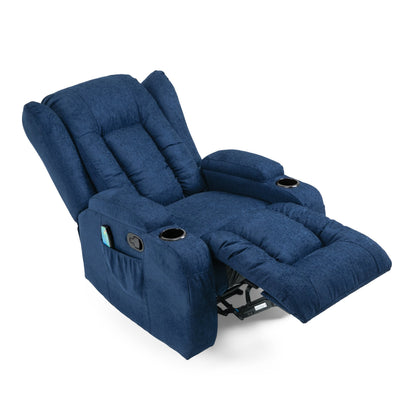 Manual Recliner Chair with 5 Massage Modes, Lumbar Heat, Dual Cup Holders, Remote Control, and Side Storage Pocket