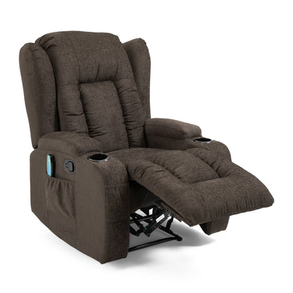 Manual Recliner Chair with 5 Massage Modes, Lumbar Heat, Dual Cup Holders, Remote Control, and Side Storage Pocket