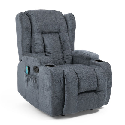 Manual Recliner Chair with 5 Massage Modes, Lumbar Heat, Dual Cup Holders, Remote Control, and Side Storage Pocket