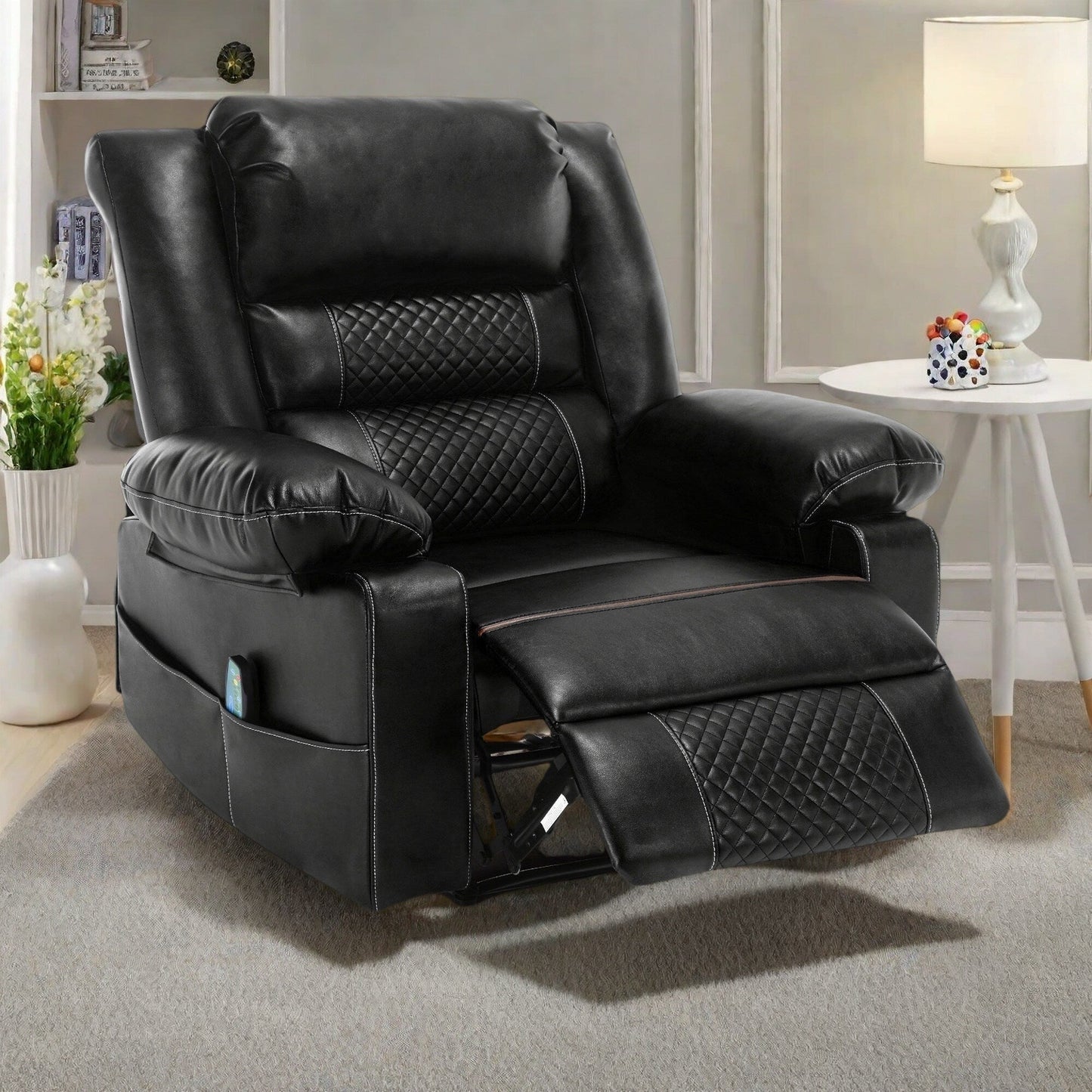 Manual Recliner Chair with 8-Point Massage, Lumbar Heating, and Multiple Reclining Angles