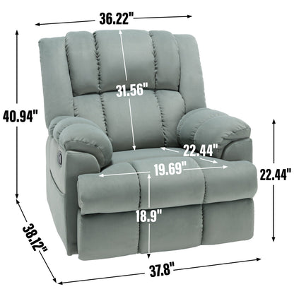 Manual Recliner Chair with Rocker and Swivel in Fabric for Living Room
