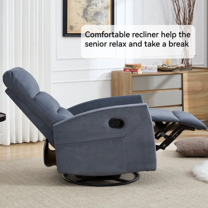Manual Recliner Chair with Rocker and Swivel in Fabric for Living Room
