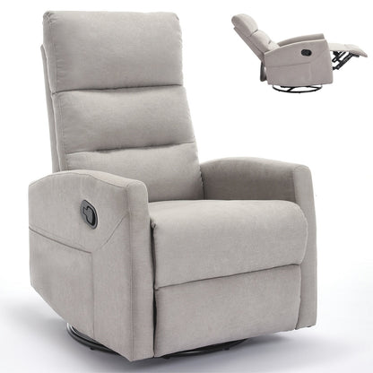 Manual Recliner Chair with Rocker and Swivel in Fabric for Living Room