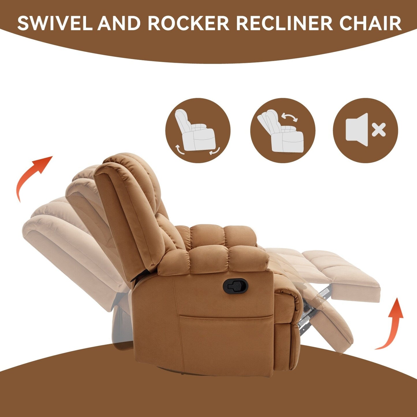 Manual Recliner Chair with Rocker and Swivel