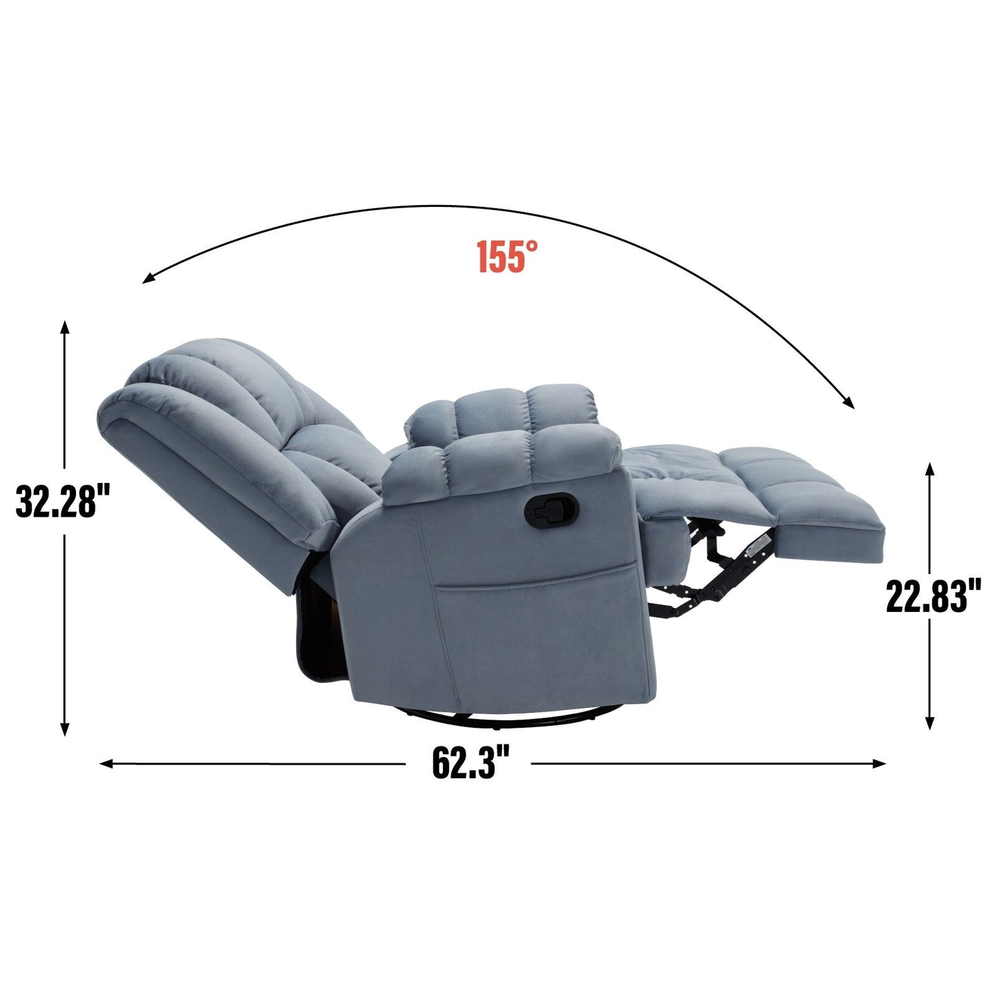 Manual Recliner Chair with Rocker and Swivel