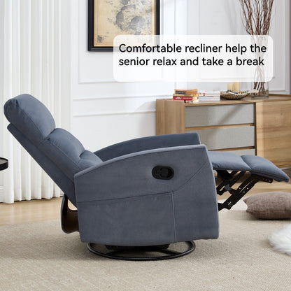 Manual Recliner Chair with Rocker and Swivel, Breathable Fabric Reclining Chair, Recliners for Small Spaces