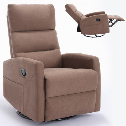 Manual Recliner Chair with Rocker and Swivel, Breathable Fabric Reclining Chair, Recliners for Small Spaces