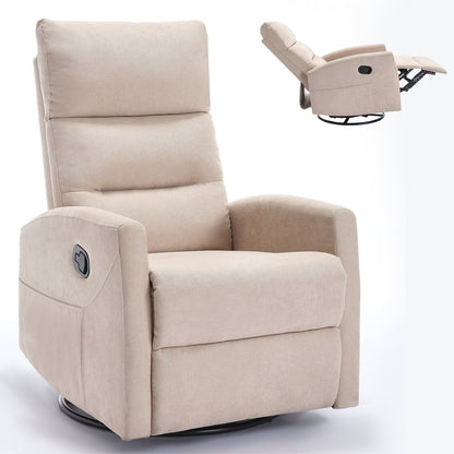 Manual Recliner Chair with Rocker and Swivel, Breathable Fabric Reclining Chair, Recliners for Small Spaces
