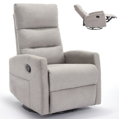 Manual Recliner Chair with Rocker and Swivel, Breathable Fabric Reclining Chair, Recliners for Small Spaces