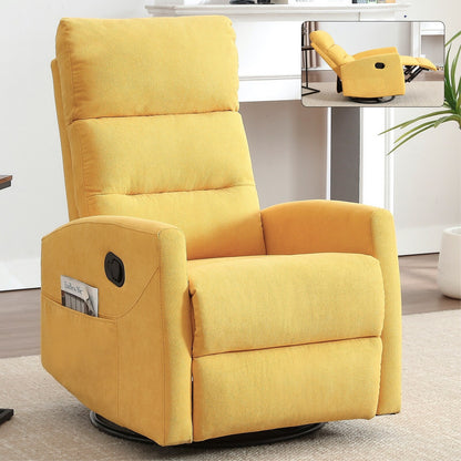 Manual Recliner Chair with Rocker and Swivel, Breathable Fabric Reclining Chair, Recliners for Small Spaces