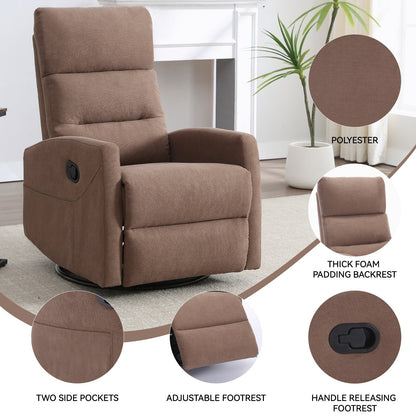 Manual Recliner Chair with Rocker and Swivel, Breathable Fabric Reclining Chair, Recliners for Small Spaces